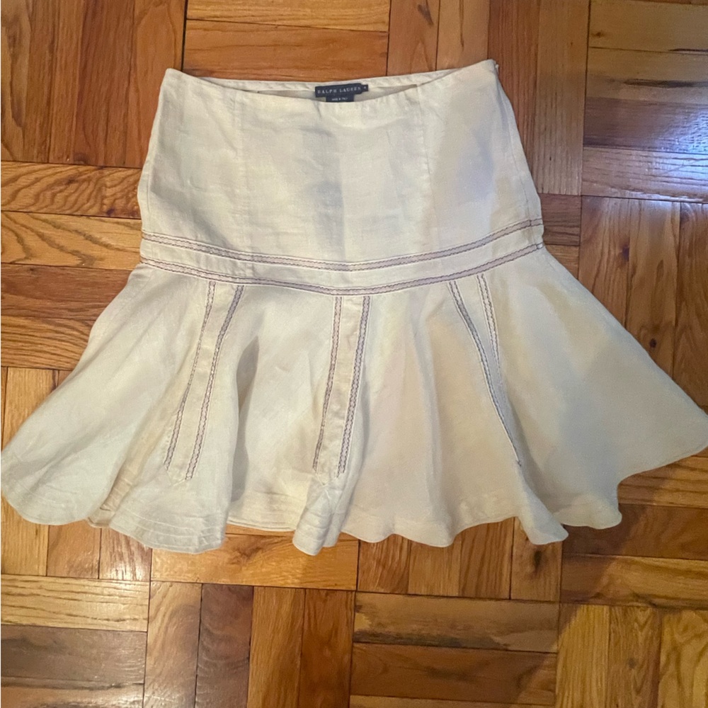 Vintage Ralph Lauren Blue Label Italian Linen Flounce Skirt - size 4